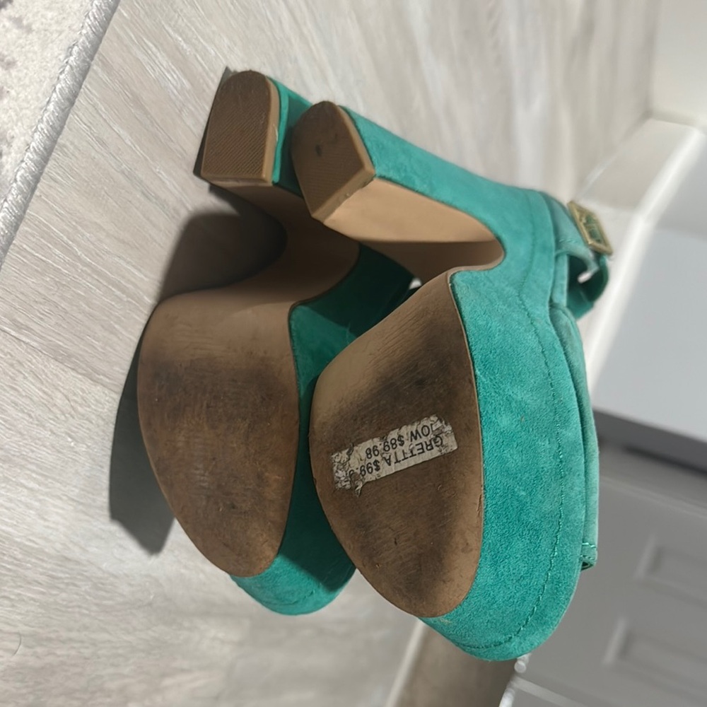 Steve Madden Green Platform Shoes Elegant Peep-Toe Design - Picture 4 of 4